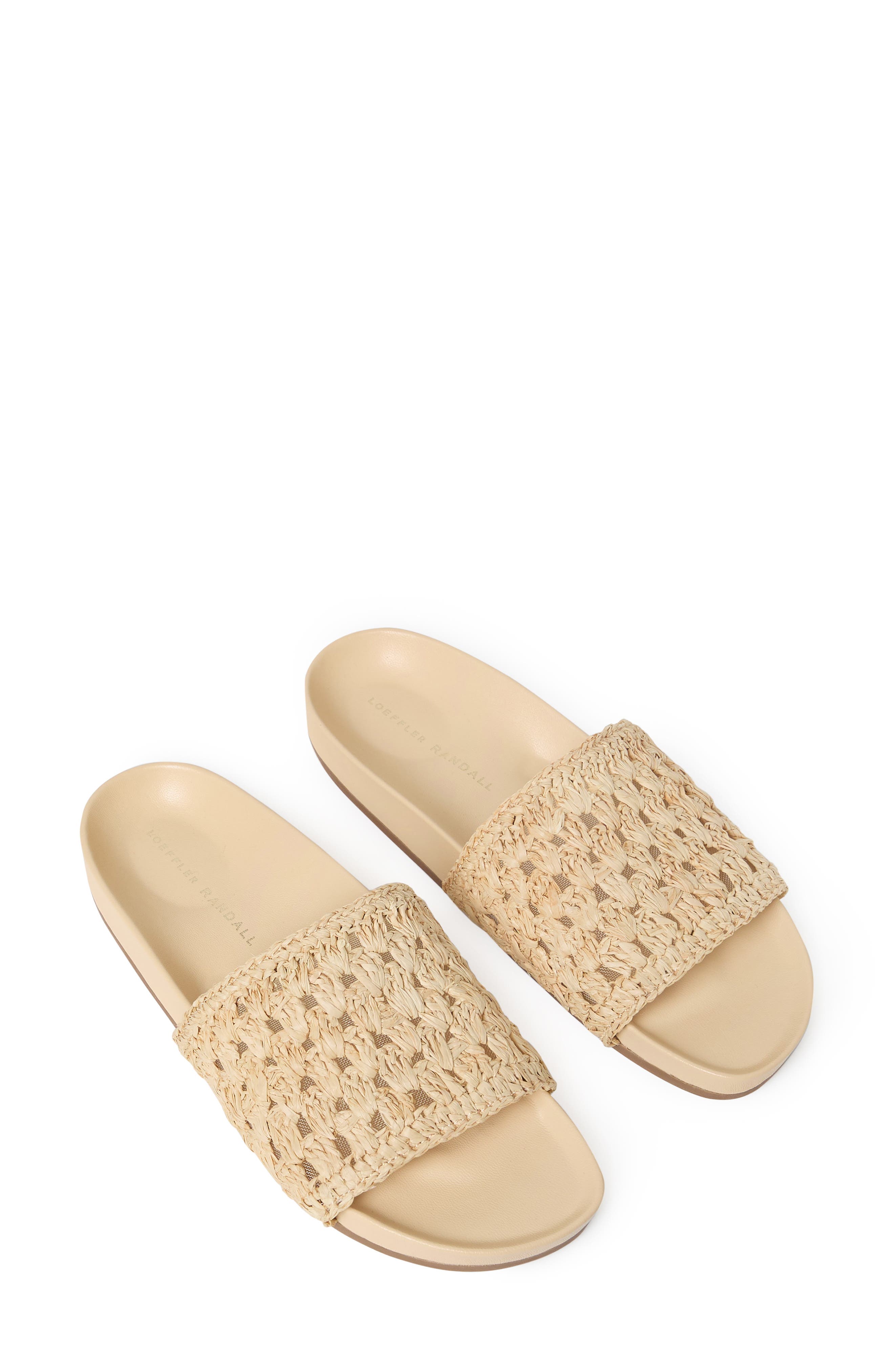 Henri Crochet Raffia Slide Sandal, Alternate, color, CREAM-NATURAL