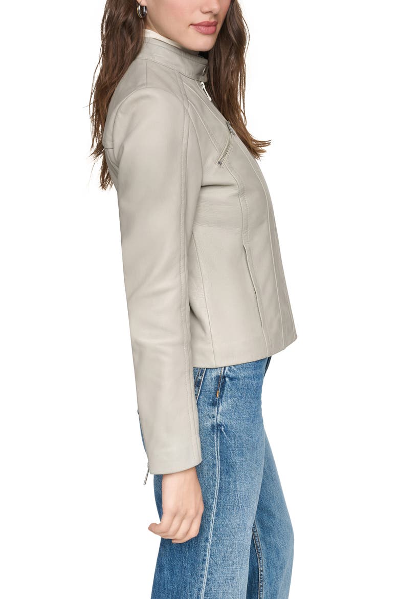 Tilda Leather Racer Jacket, Alternate, color, STONE