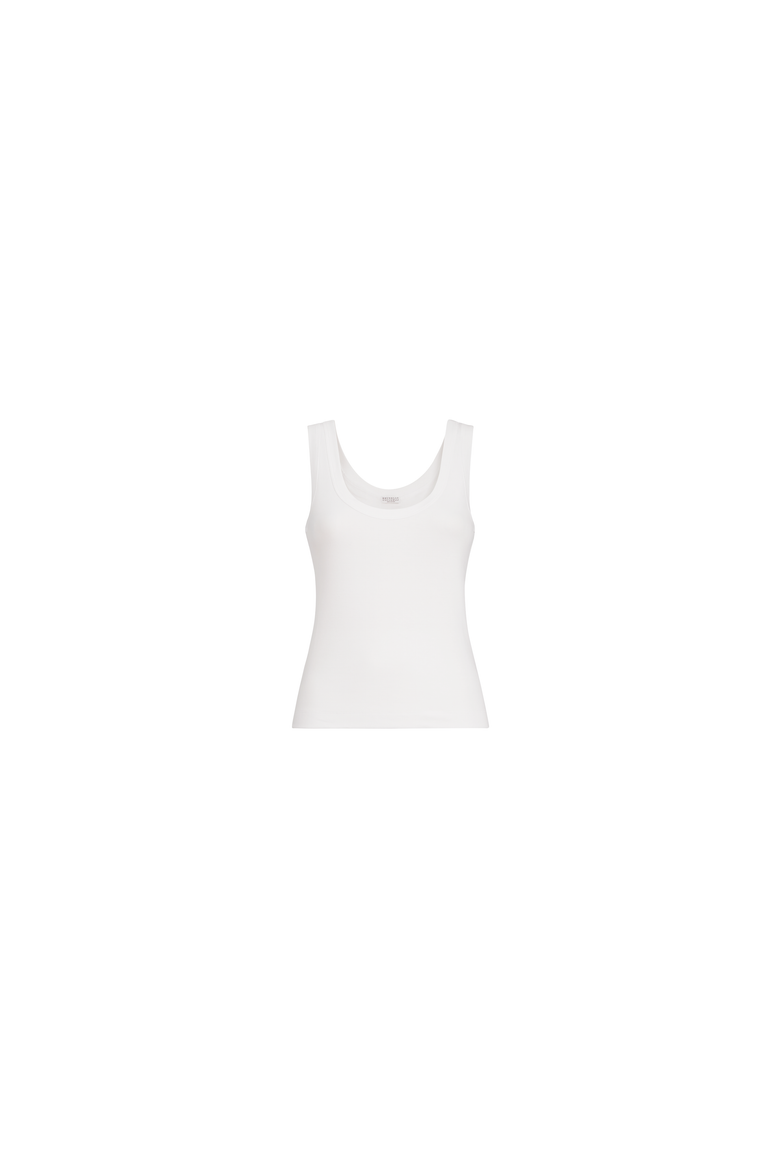 Stretch cotton ribbed jersey top with monili, Alternate, color, White
