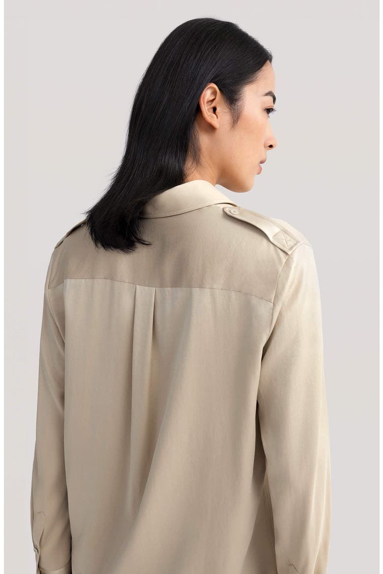 Women's Sandwashed Silk Shirt With Epaulettes, Alternate, color, Light Apricot