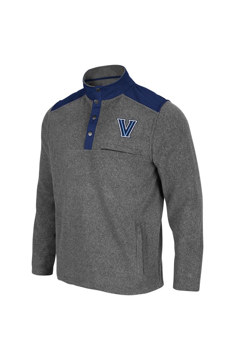 COLOSSEUM Men's Colosseum Heathered Charcoal/Navy Villanova Wildcats Huff Snap Pullover, Alternate, color, 