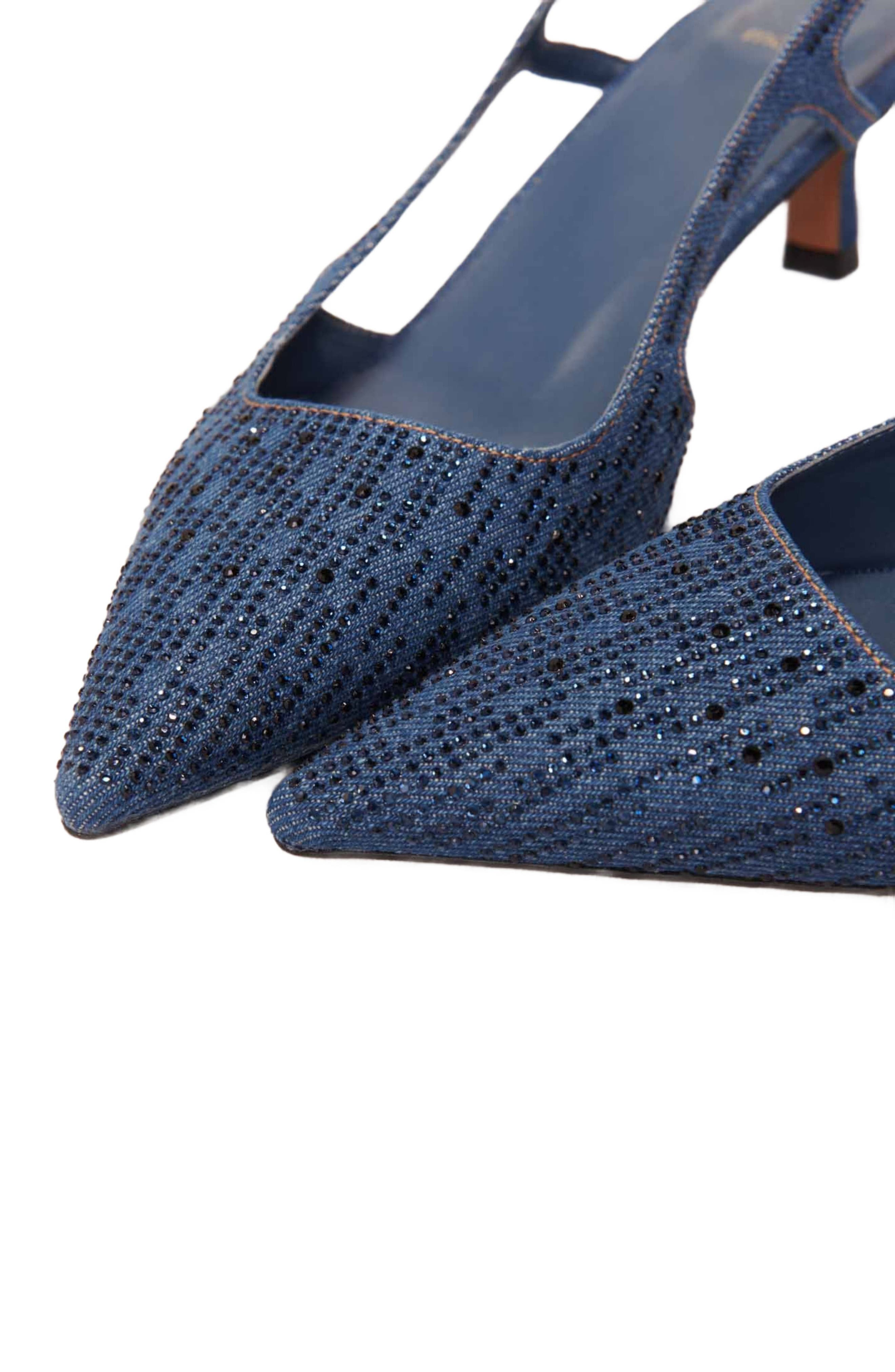 maje Slingback pump in rhinestone denim, Alternate, color, 