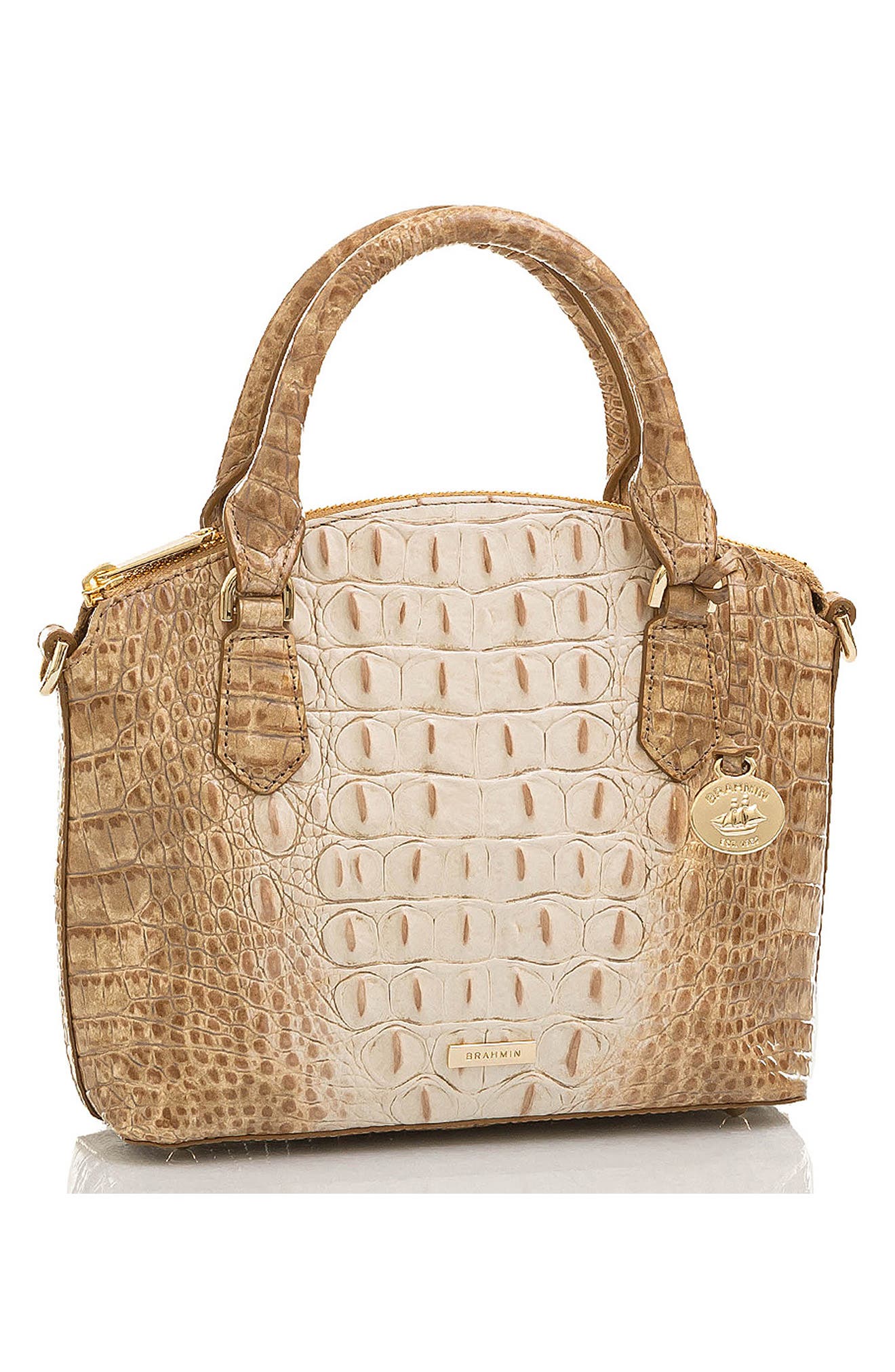 Brahmin Duxie Croc Embossed Leather Crossbody Bag, Alternate, color, 