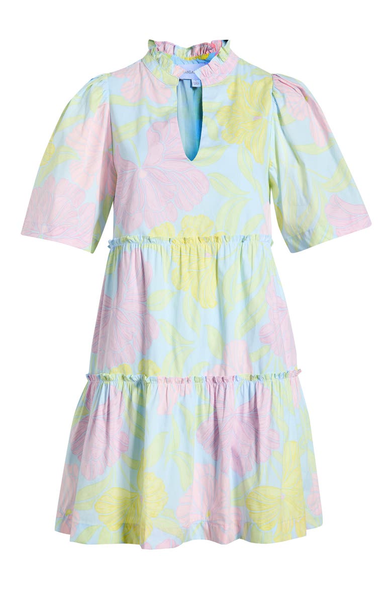 Brisa Floral Dixie Tiered Cotton Dress, Alternate, color, LIGHT BLUE/PINK/YELLOW