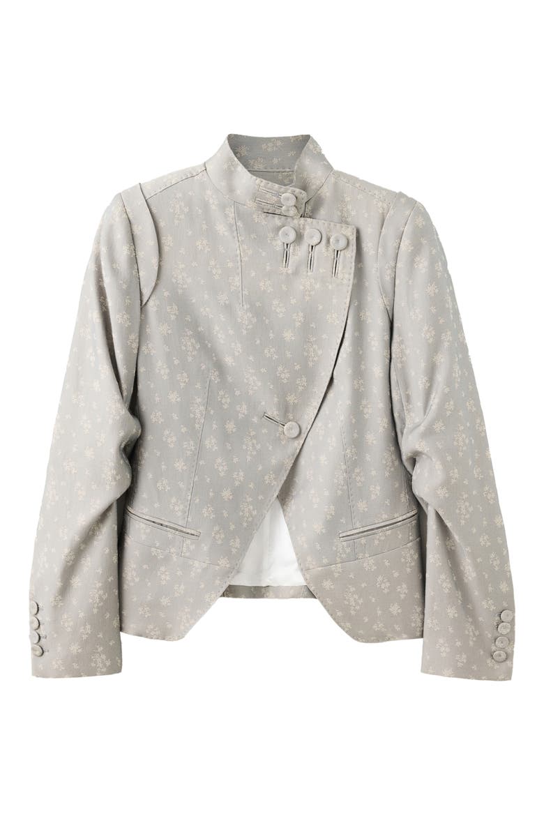 Floral Jacquard Asymmetric Jacket, Main, color, BLUE