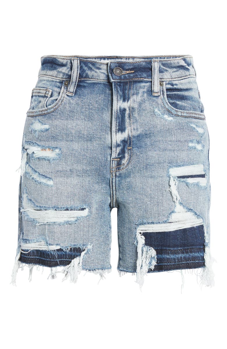 HIDDEN JEANS Repaired Distressed Cutoff Denim shorts, Alternate, color, Med.wash