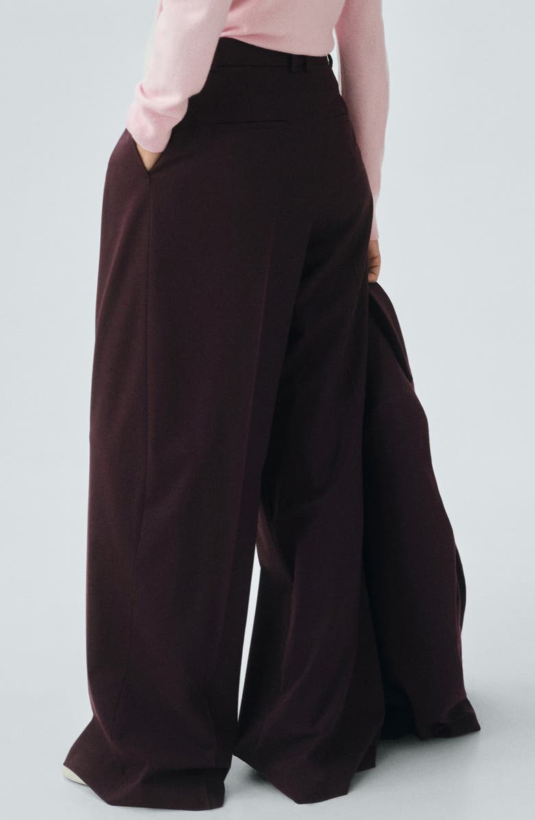 MANGO Selection Pleat Front Straight Leg Pants, Alternate, color, Maroon
