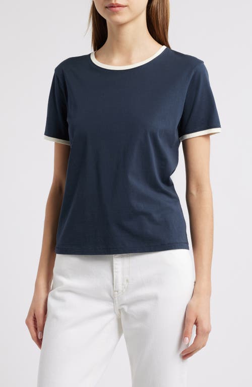 Frame The Ringer Baby Tee In Navy Multi