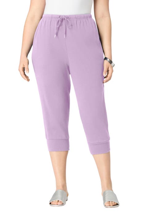 Plus Size Soft Knit Capri Pant With Drawstring Waist (Plus)