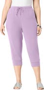 Roaman's Plus Size Soft Knit Capri Pant With Drawstring Waist