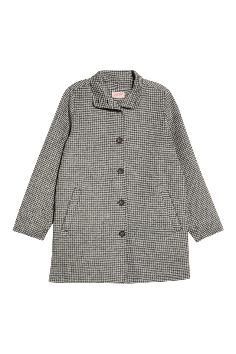 Stephanie Herringbone Wool Blend Cocoon Coat, Main, color, CHARCOAL/ CREAM HOUNDSTOOTH