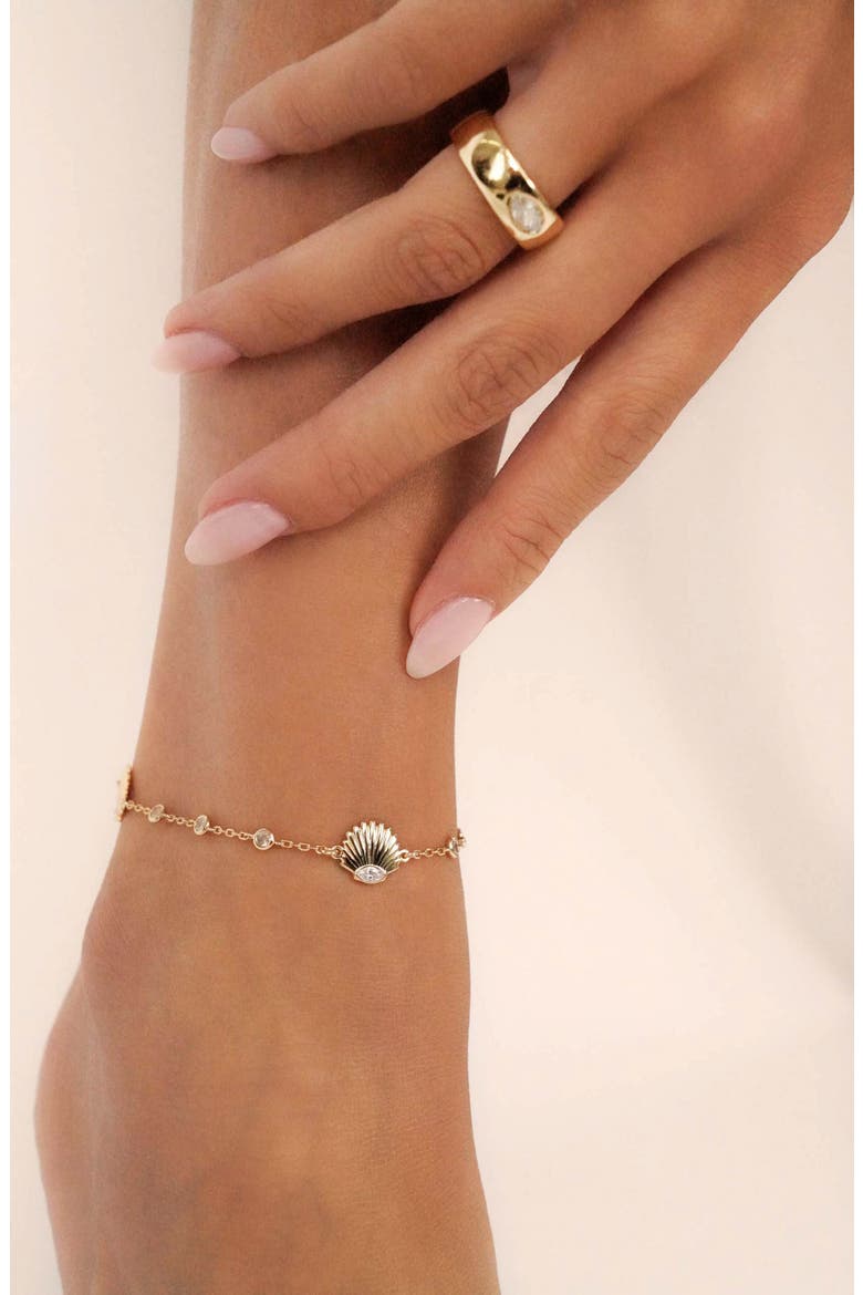 Santorini Shell Anklet, Alternate, color, GOLD