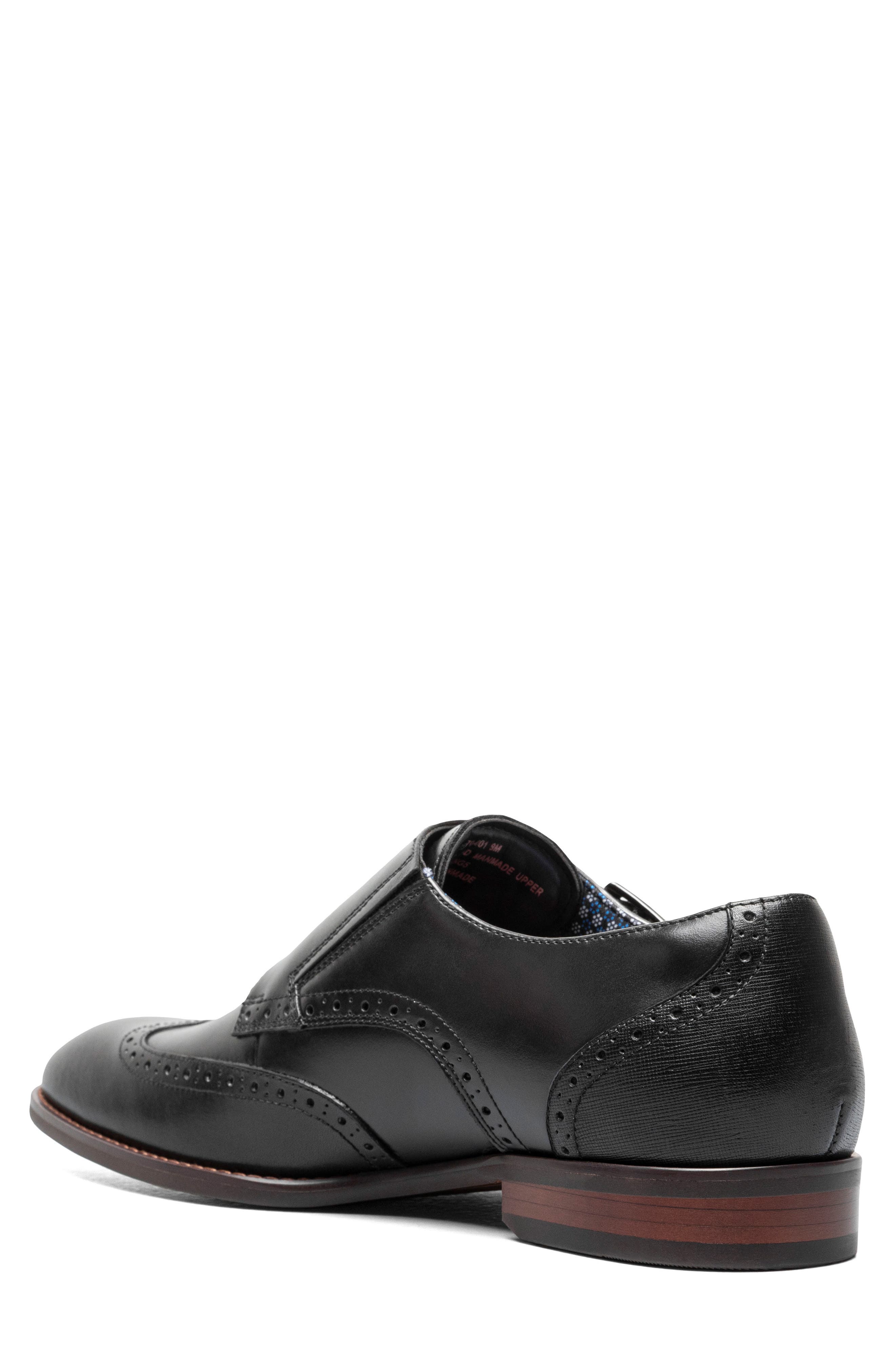 Stacy Adams Karson Wingtip Double Monk Strap Shoe, Alternate, color, Black