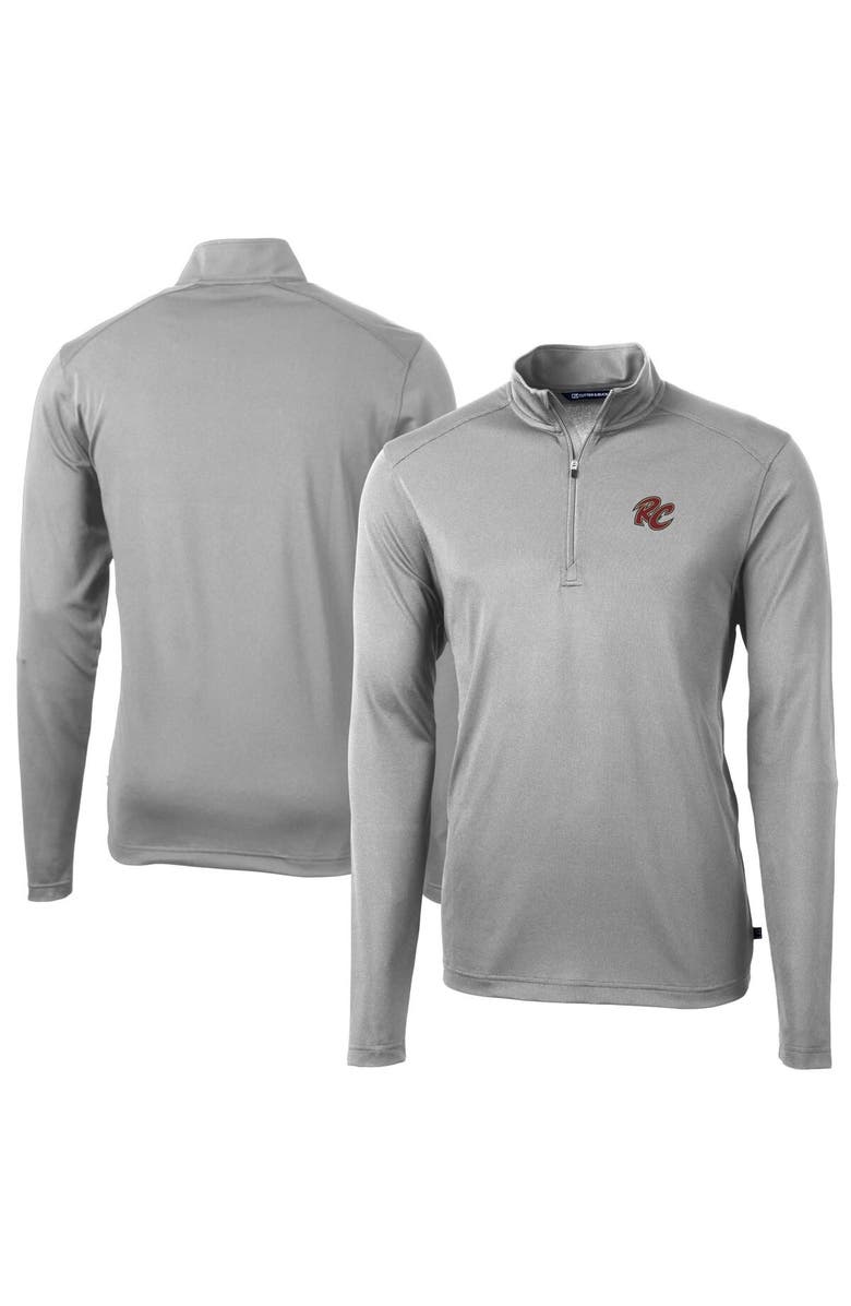 Cutter & Buck Men's Cutter & Buck Gray Sacramento River Cats Virtue Eco Pique Recycled Quarter-Zip Pullover Top, Main, color, 