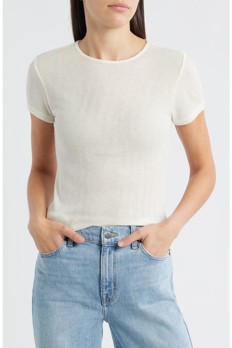 Basic Wool Blend T-Shirt, Main, color, MARSHMALLOW