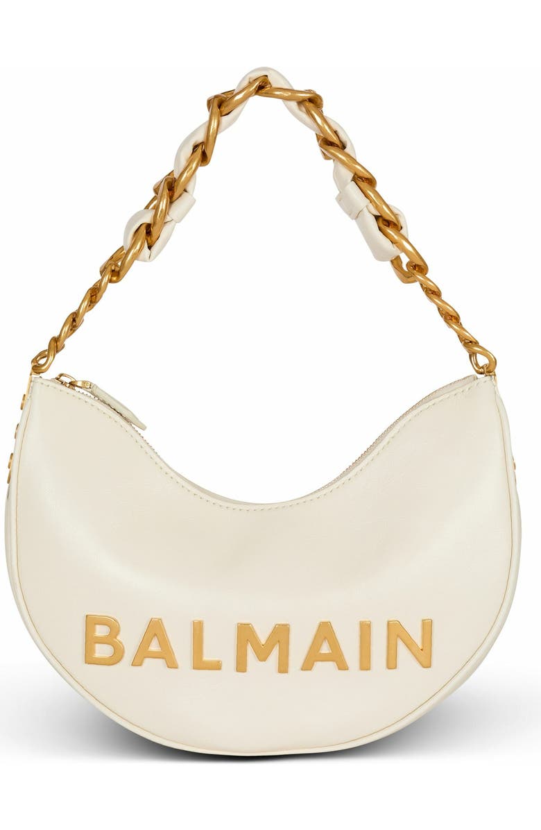 Balmain 1945 Soft Moon Crinkled Calfskin Leather Bag, Main, color,