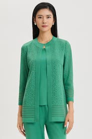 Ming Wang Heritage Burnout Medallion Knit Jacket