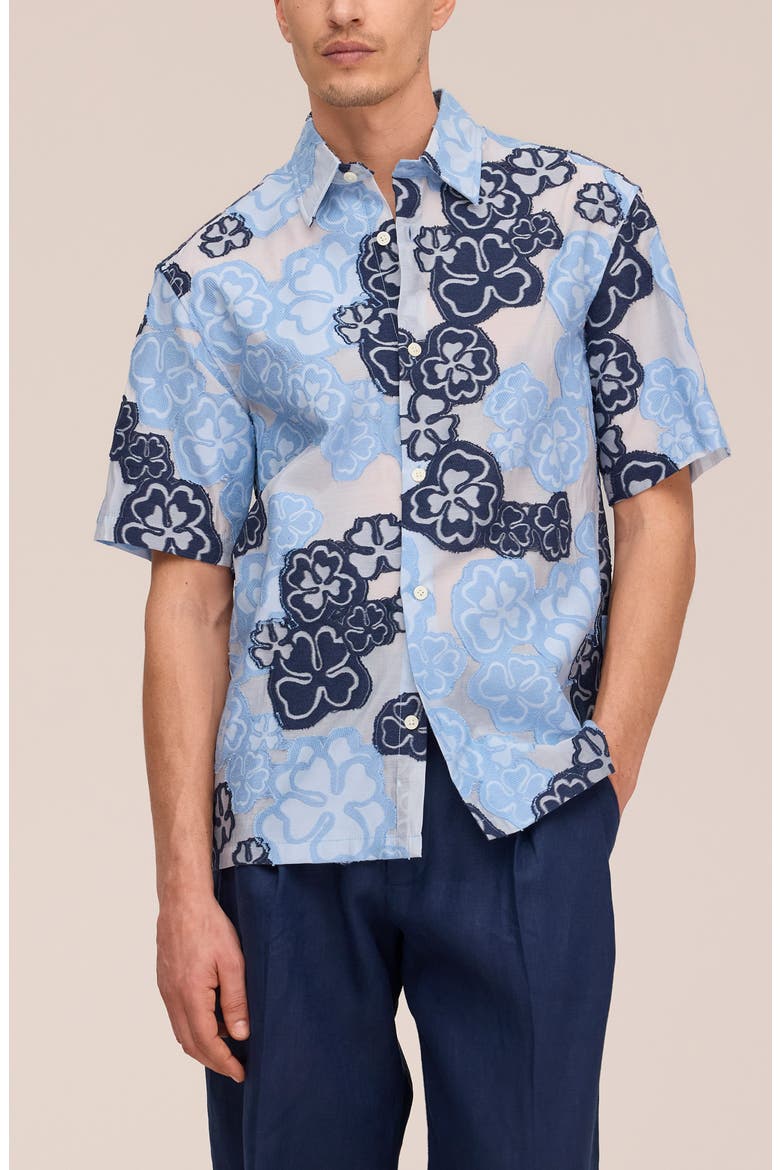 Freddy Floral Short Sleeve Button-Up Shirt, Alternate, color, BLUE MULTI