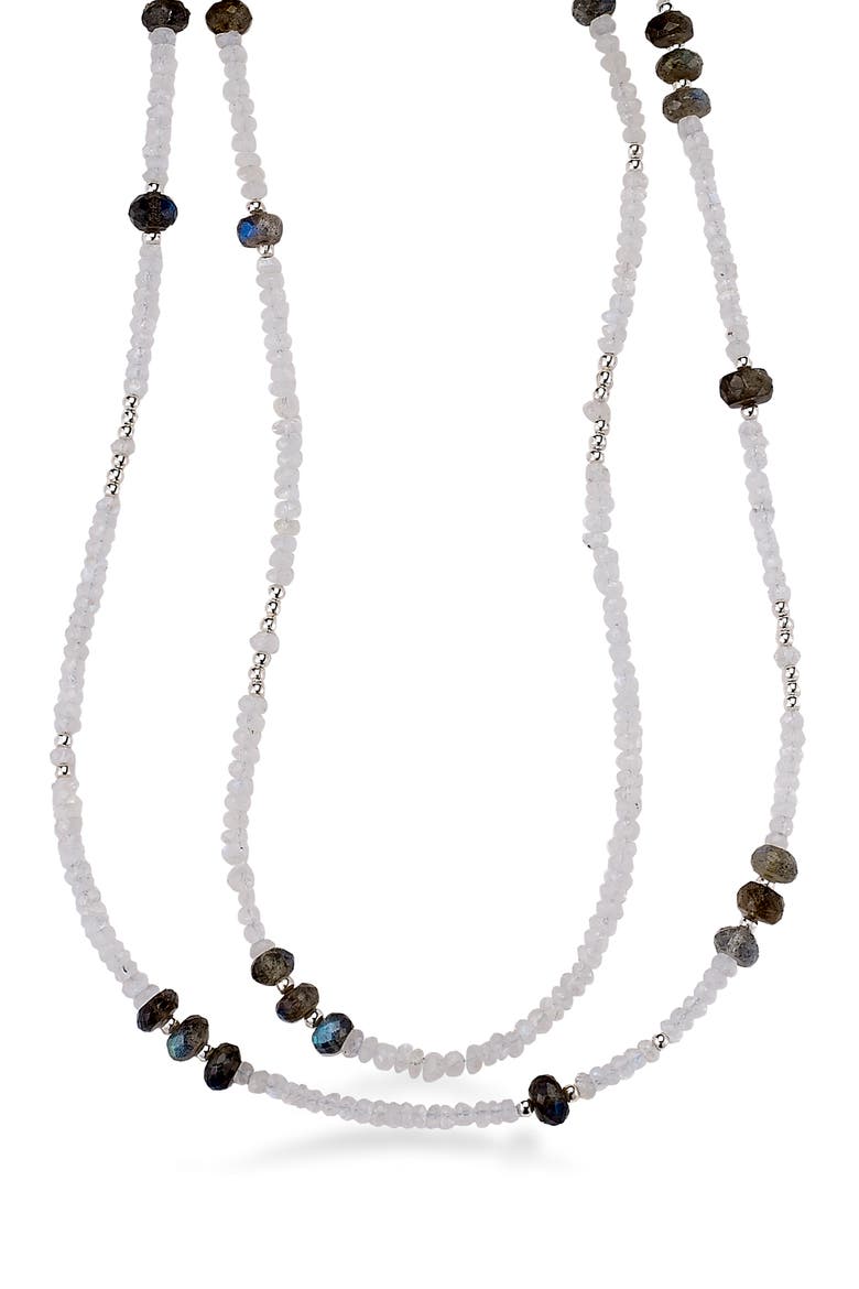 Beaded Labradorite & Chalcedony Layered Necklace, Main, color, WHITE MULTI