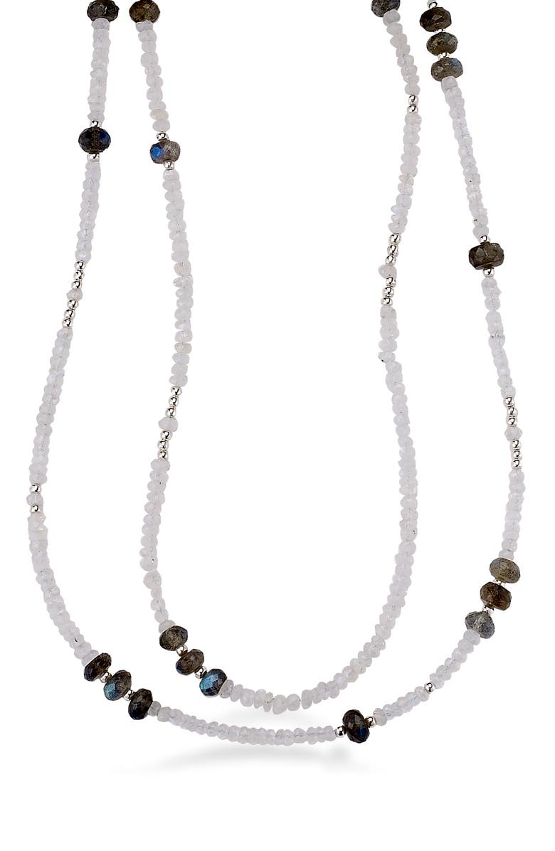 SAMUEL B. Beaded Labradorite & Chalcedony Layered Necklace, Main, color, White Multi