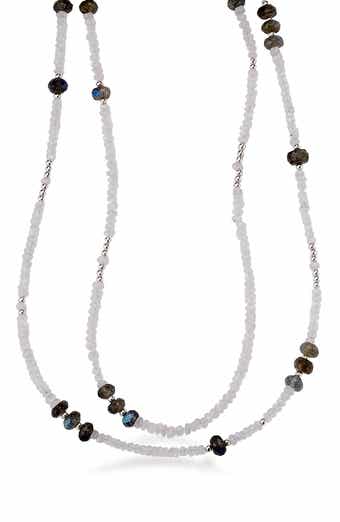 SAMUEL B. Beaded Labradorite & Chalcedony Layered Necklace