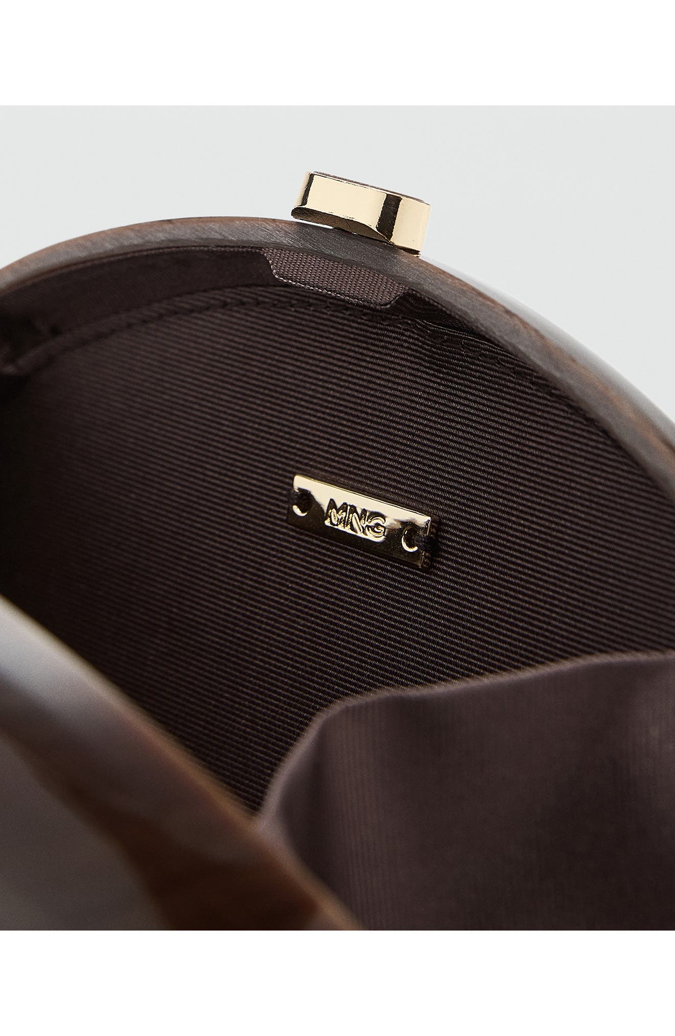 MANGO Oval Frame Clutch, Alternate, color, Chocolate