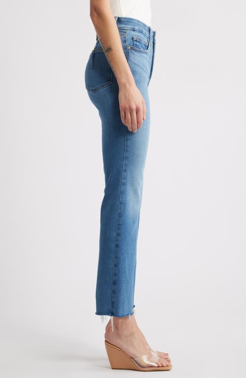 Good American Soft Tech Good Legs Raw Hem Straight Leg Jeans In Blue