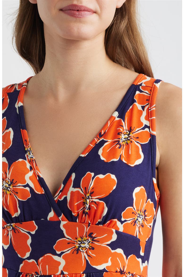 Floral Sleeveless Jersey Maxi Dress, Alternate, color, NAVY/ TANGERINE