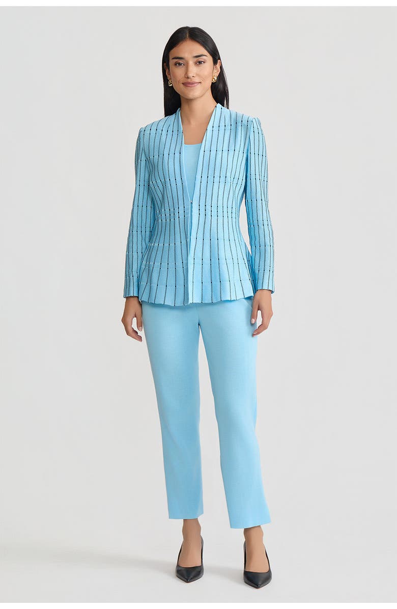 Ming Wang Tailored Dotted Stripe Peplum Knit Jacket, Alternate, color, Serene/Black