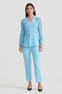 Ming Wang Tailored Dotted Stripe Peplum Knit Jacket