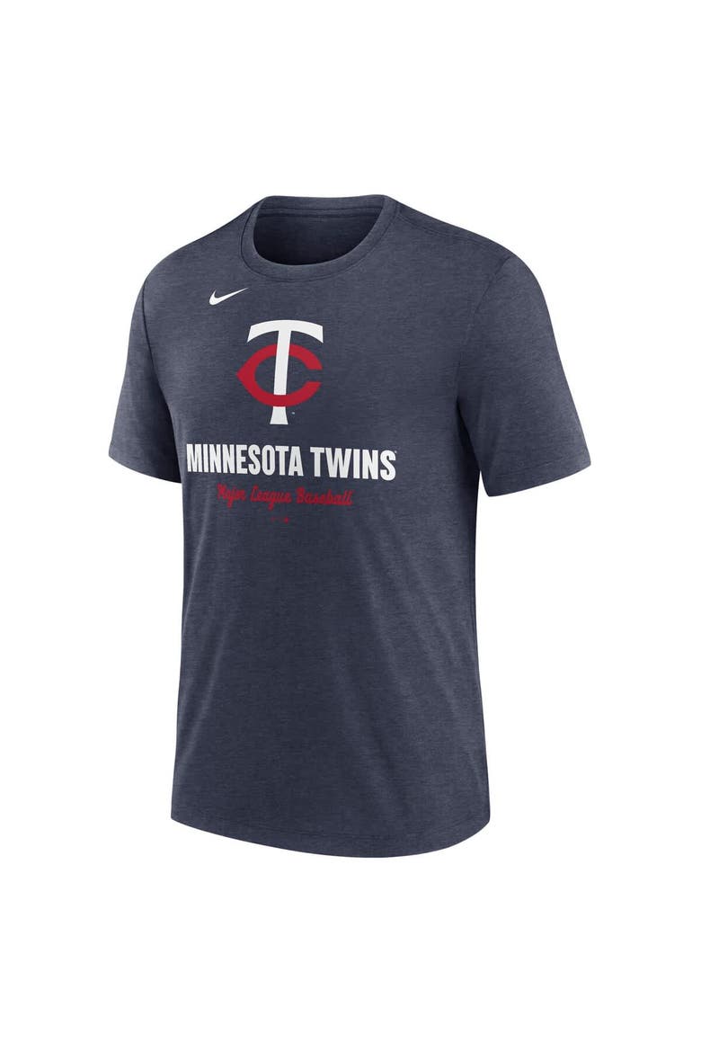 Men's Nike Heather Navy Minnesota Twins Logo Tri-Blend T-Shirt, Alternate, color, Heather Navy