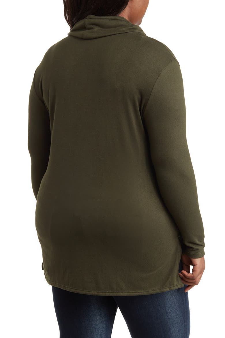 Cowl Neck High/Low Knit Sweater, Alternate, color, OLIVE