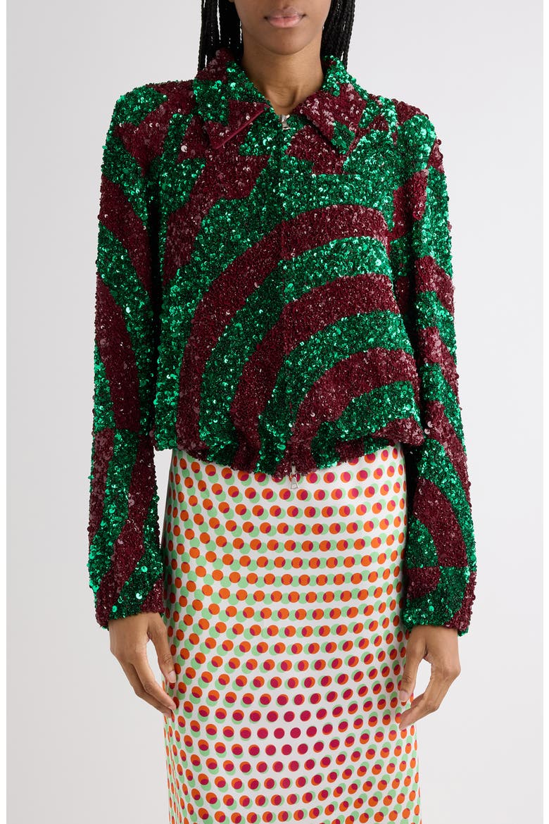 Abstract Sequin Jacket, Main, color, BURGUNDY