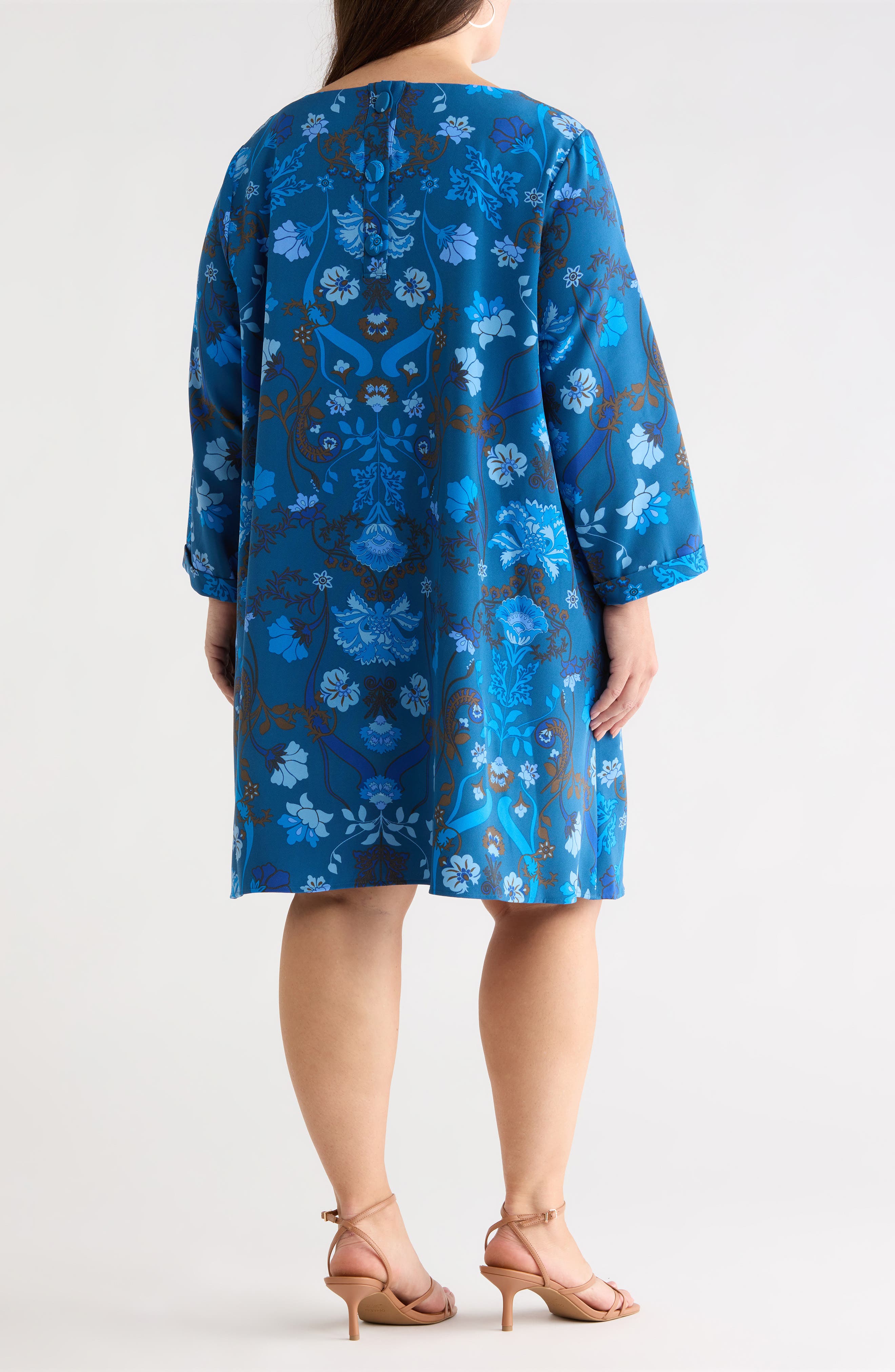 Palmate Floral Shift Minidress - image 2