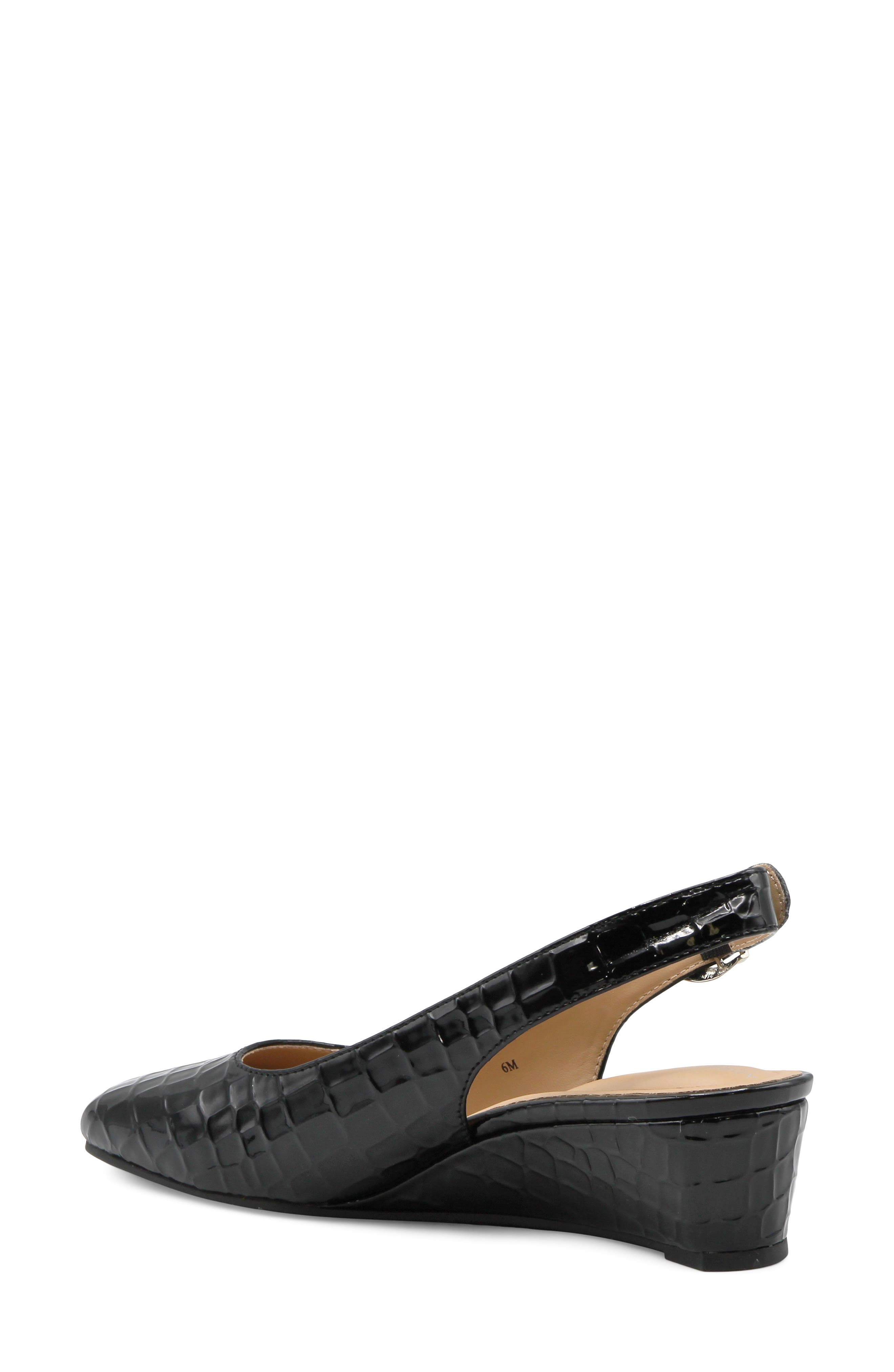 Pesky Croc Embossed Faux Leather Slingback Wedge Pump, Alternate, color, BLACK CP