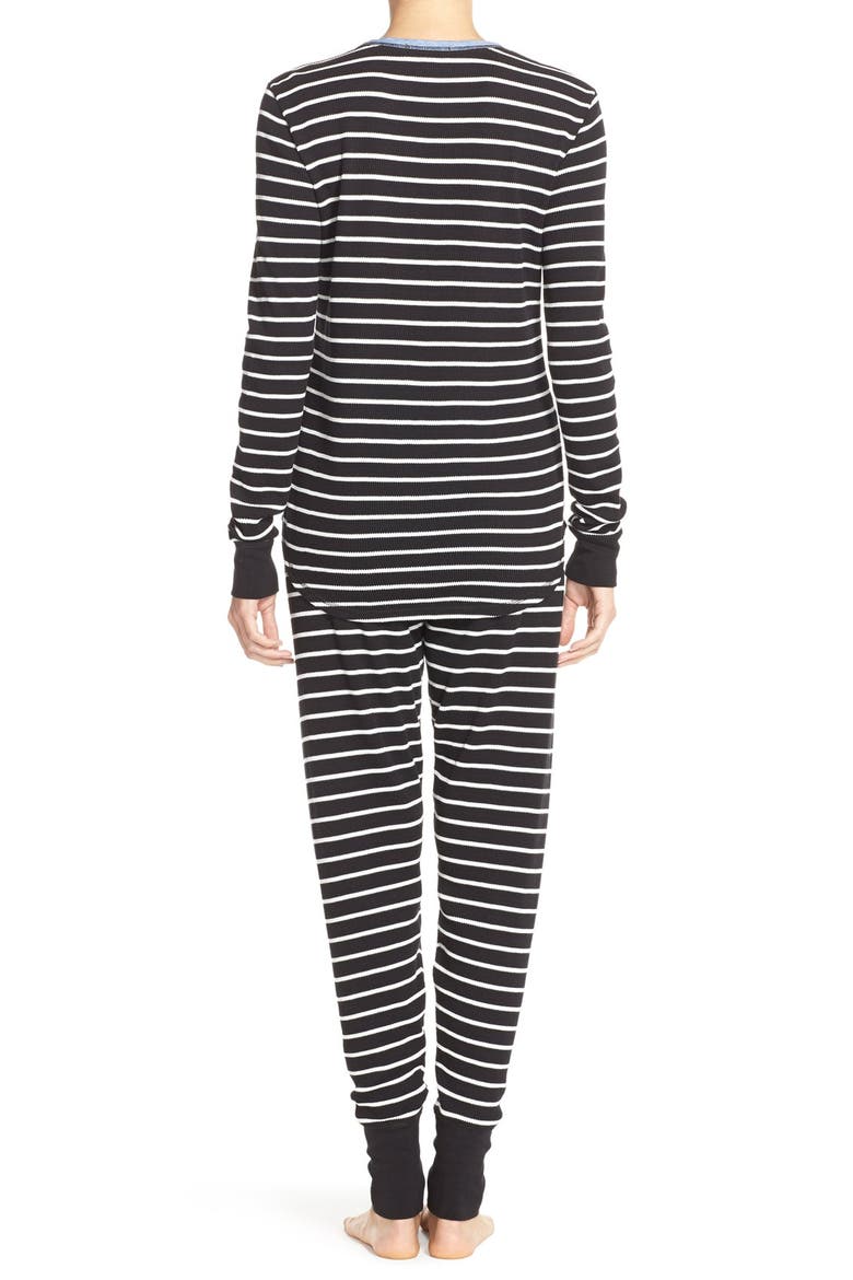 Thermal Pajamas, Alternate, color, BLACK STRIPE