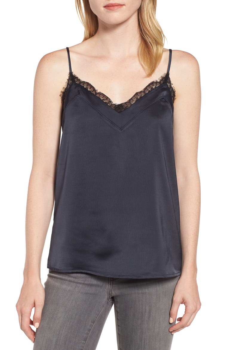 Gibson Lace Trim Camisole, Main, color, BLACK