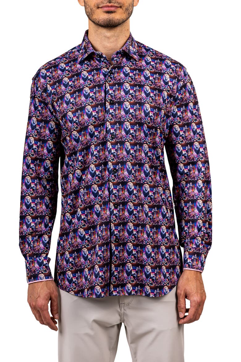 Fibonacci Stretch Ascension 3320 Contemporary Fit Button-Up Shirt, Main, color, PINK