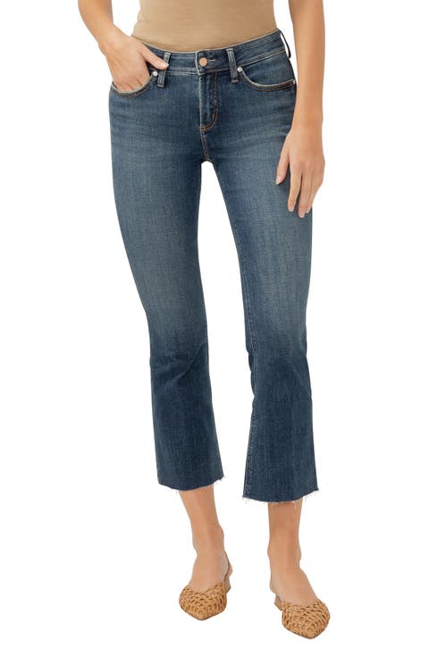 Suki Curvy Raw Hem Mid Rise Kick Flare Jeans