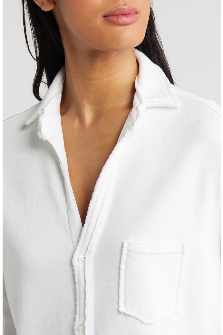 Eileen Relaxed Terry Button-Up Shirt, Alternate, color, WHITE