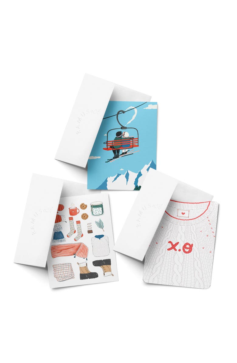 Ramus & Co Love/Valentine's Assorted Greeting Card Pack (3ct) "Ski Love, Love Sweater, Winter Essentials", Main, color, Multi-Pack