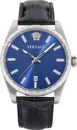 Versace Millenyium Leather Strap Watch, 40mm