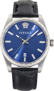 Versace Millenyium Leather Strap Watch, 40mm