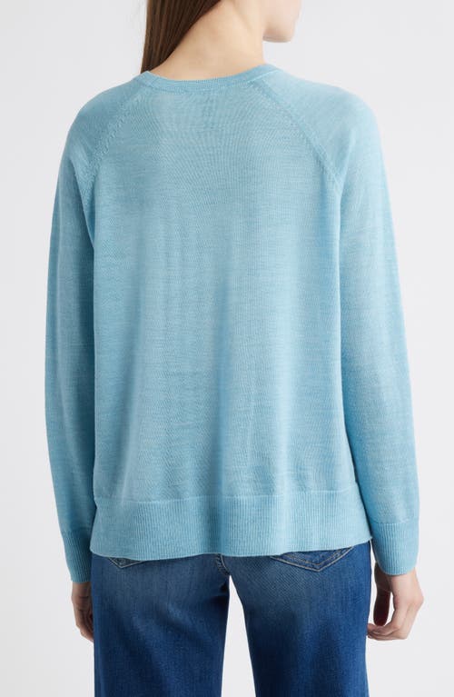 Eileen Fisher Raglan Sleeve Merino Wool Pullover In Blue