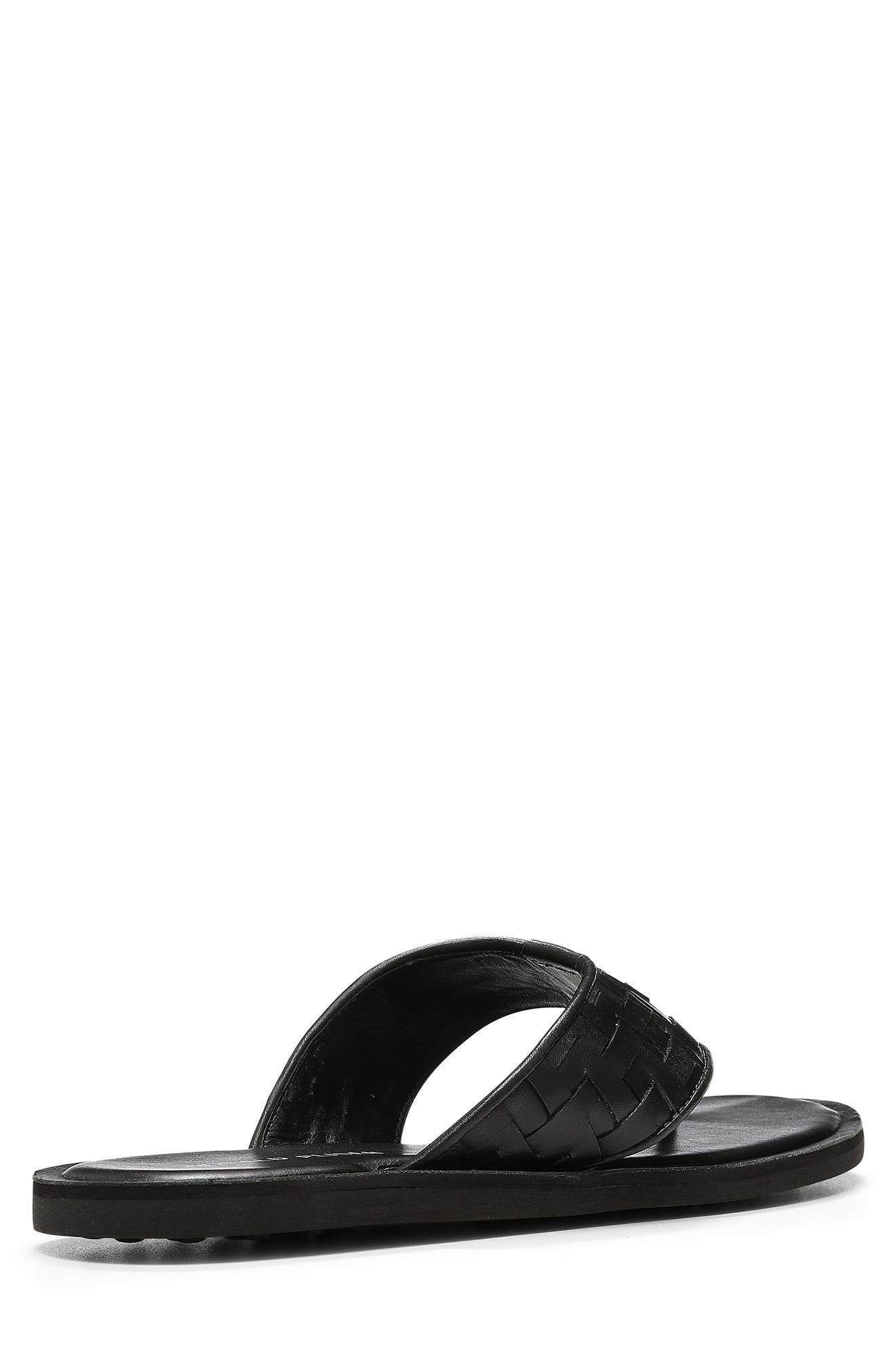 Woven Leather Flip Flop, Alternate, color, BLACK