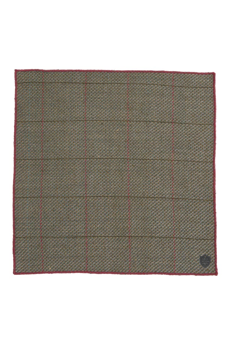 Plaid Wool Pocket Square, Alternate, color, OLIVE