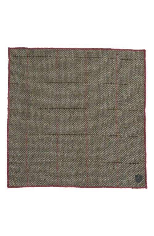 Clifton Wilson Plaid Wool Pocket Square In Olive