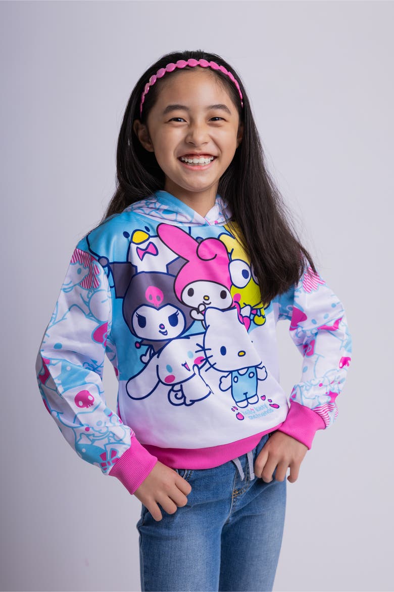 Sublimated Fleece Hoodie, Alternate, color, Hello Kitty Blue Pink