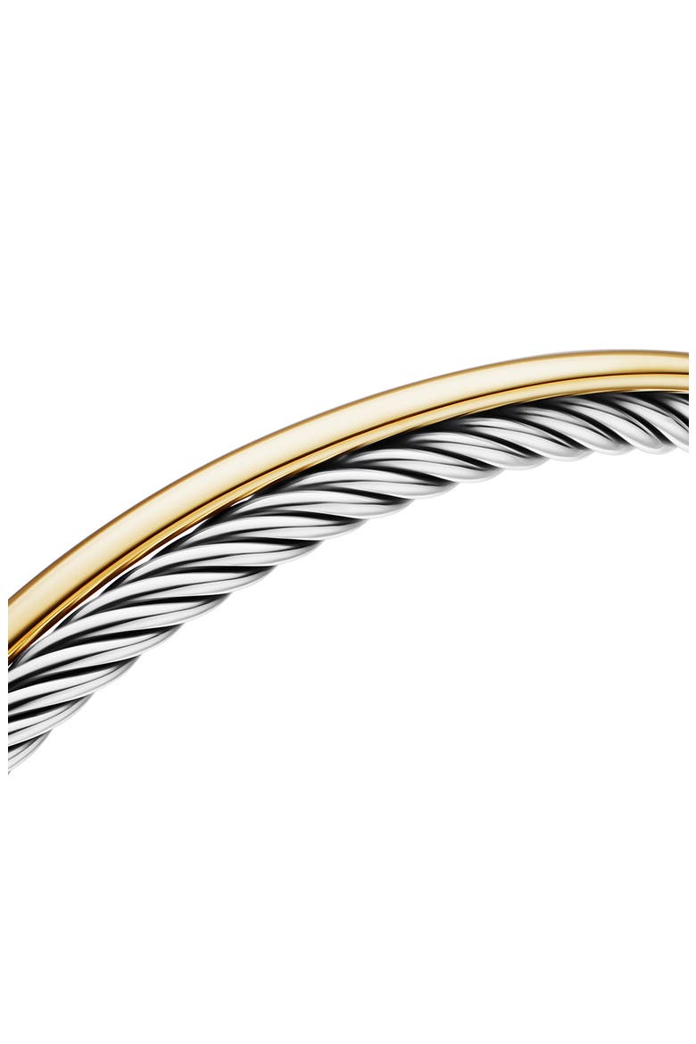 Crossover Bracelet in Sterling Silver with 18K Yellow Gold, 3mm, Alternate, color, SILVER/ GOLD