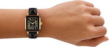 MICHELE Deco Sport Mid Leather Strap Watch, 29mm x 31mm Nordstrom